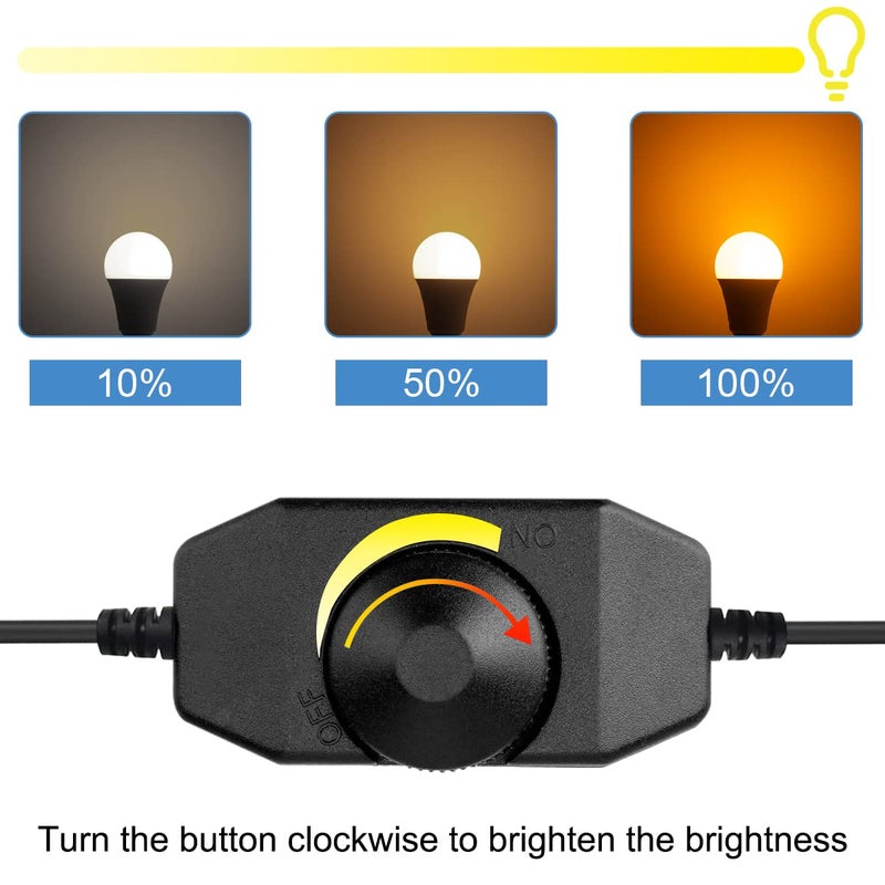 DKARDU LED Strip Light Dimmer Switch DC 12V Controller for Single Color 3528 5050 LED Strip Light, with DC 5.5 x 2.1mm Jack Adapter Cable Dimmable LED Controller, 2 PCS - Image 3